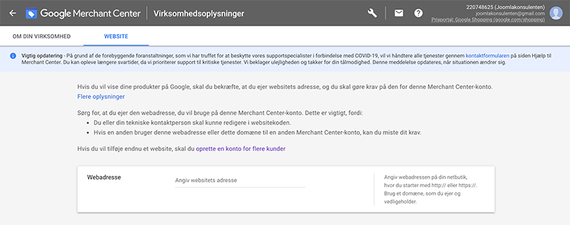 google merchant center website