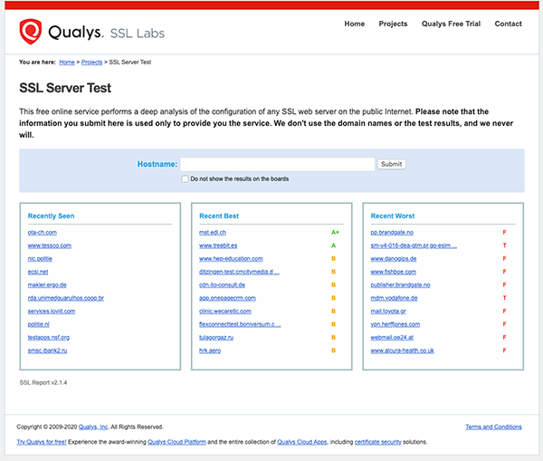 Joomla SSL Labs - Test dine protokoller