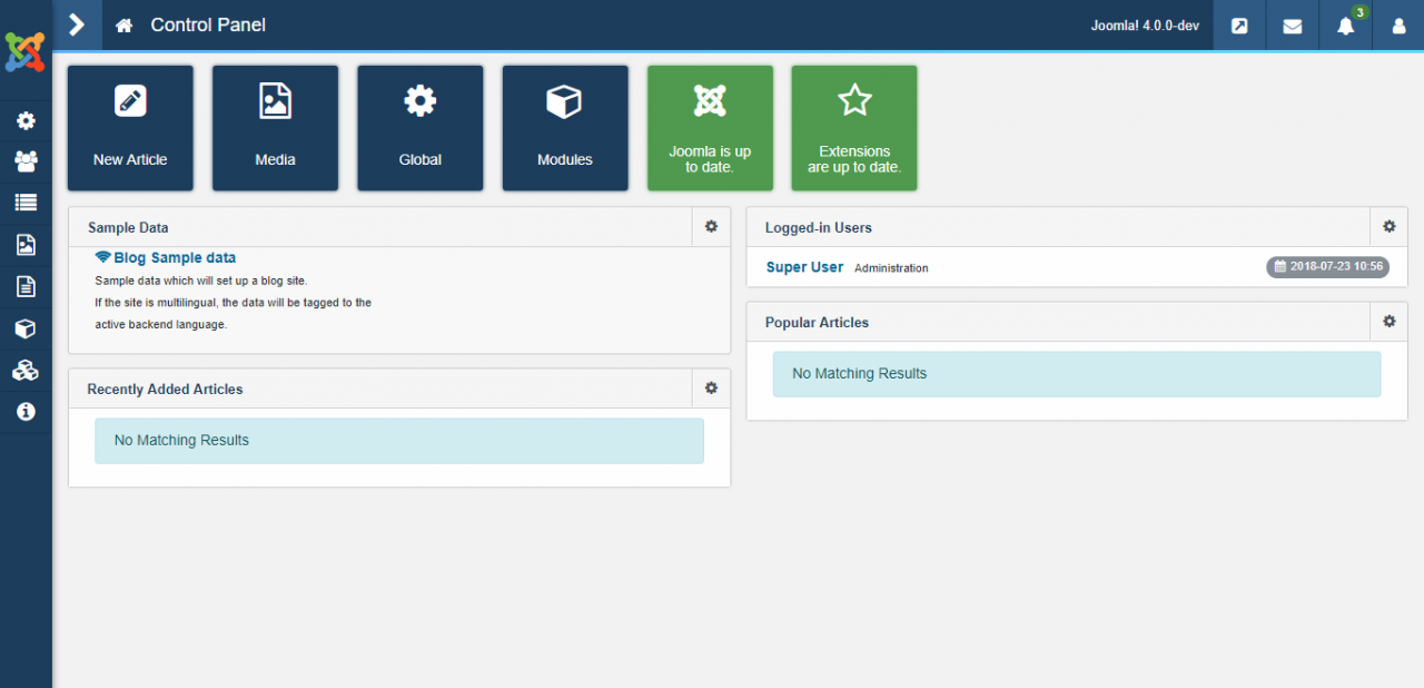 Joomla 4 - Kontrolpanel